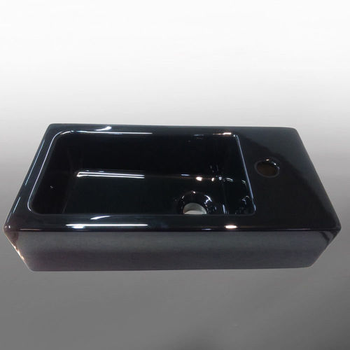 Lavabo rectangular de medidas 50x25 h.13 cm. Modelo Nice 25 Línea Pura, acabado en negro brillo (Ner