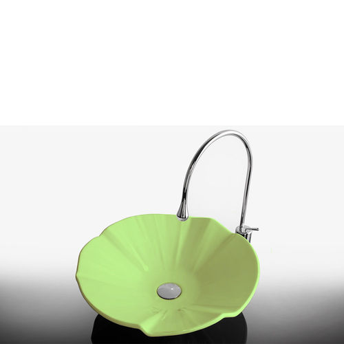 Lavabo redondo de medidas 49 h.14,5 cm. Modelo Rima Línea Fiori, acabado en verde manzana (Green app