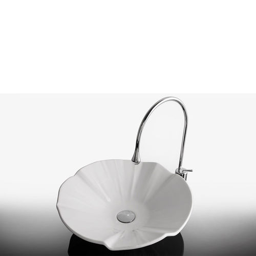 Lavabo redondo de medidas 49 h.14,5 cm. Modelo Rima Línea Fiori, acabado en blanco brillo (Bianco).