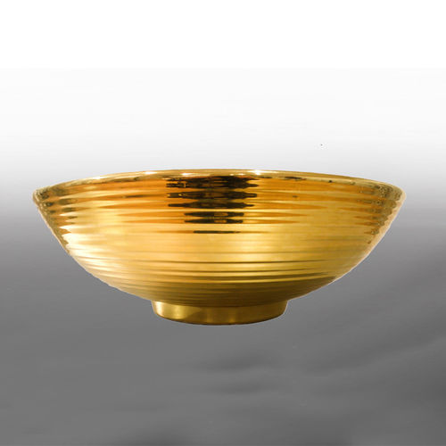 Lavabo redondo de medidas 45x45 h.15 cm. Modelo Basket Línea artistic round, acabado en oro.