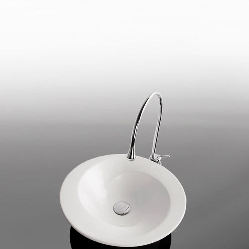 Lavabo redondo de medidas 46,5 h.14 cm. Modelo Snail Línea Fiori, acabado en blanco brillo (Bianco).